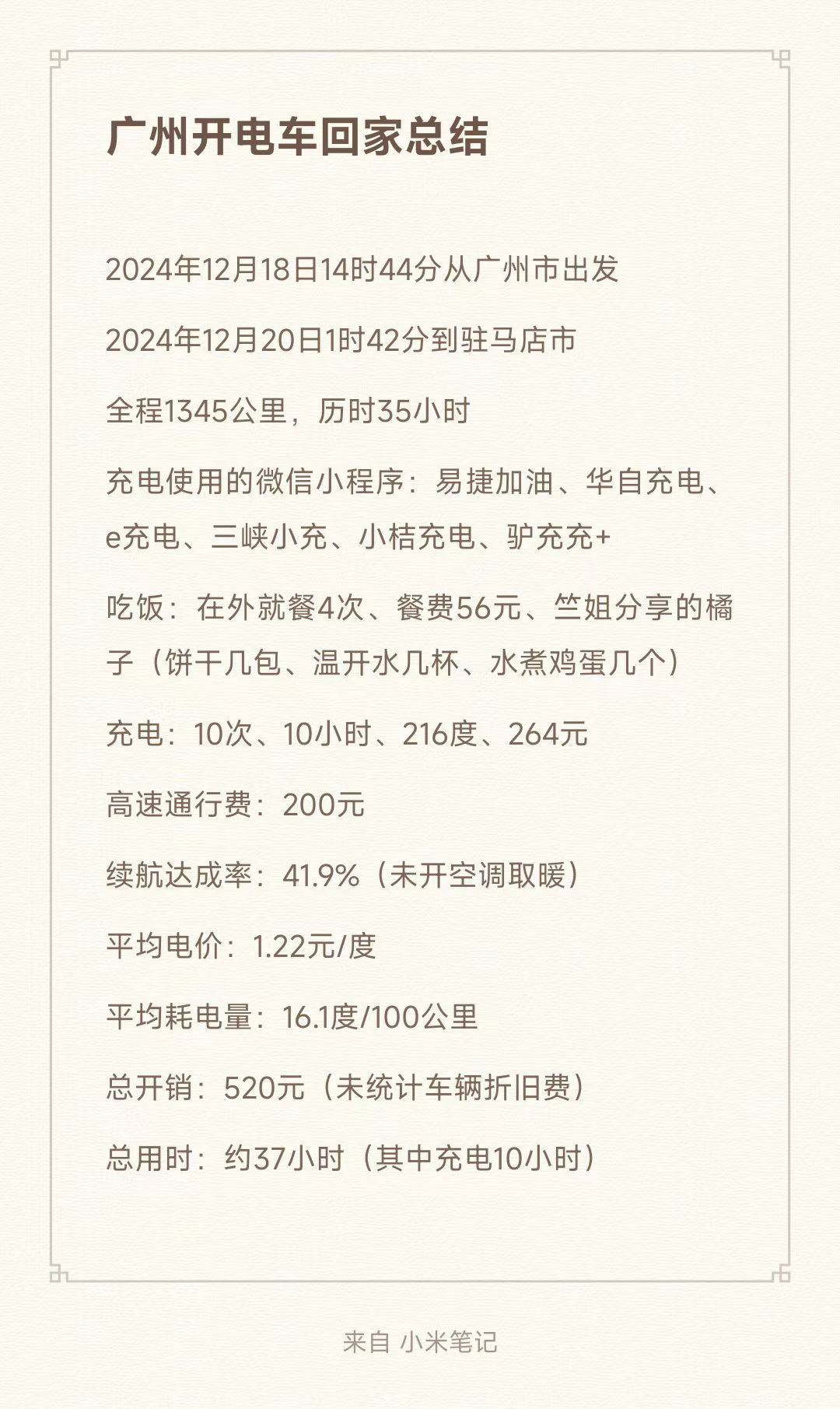 2024年12月18日我从广州开纯电动汽车回驻马店